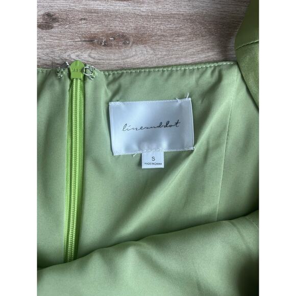 Line&Dot Satin Mini Dress Green Size S - Picture 3 of 4